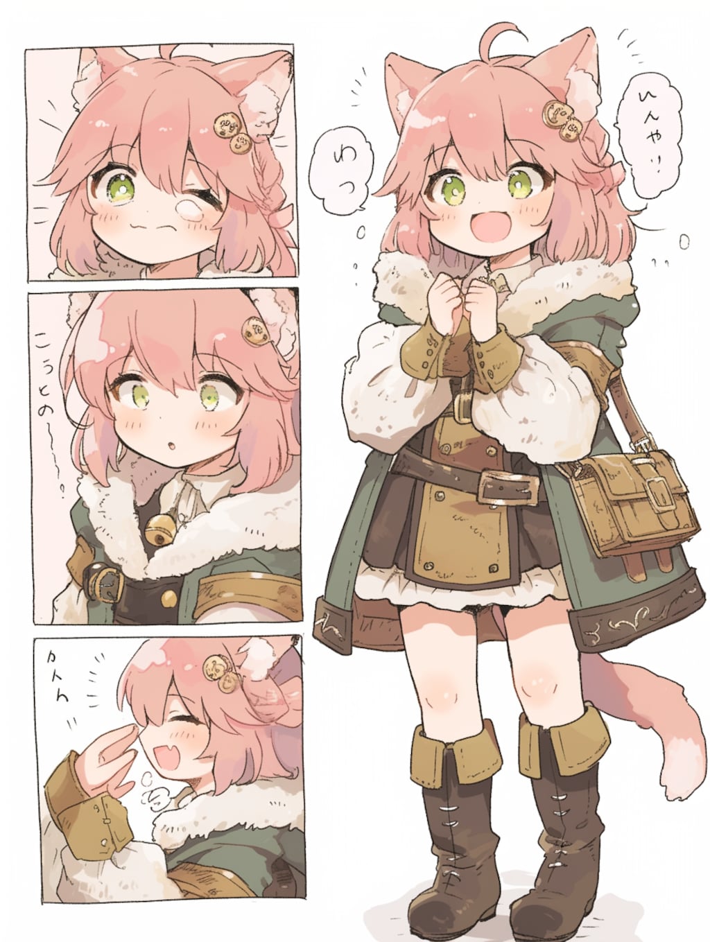 猫耳娘　漫画風。