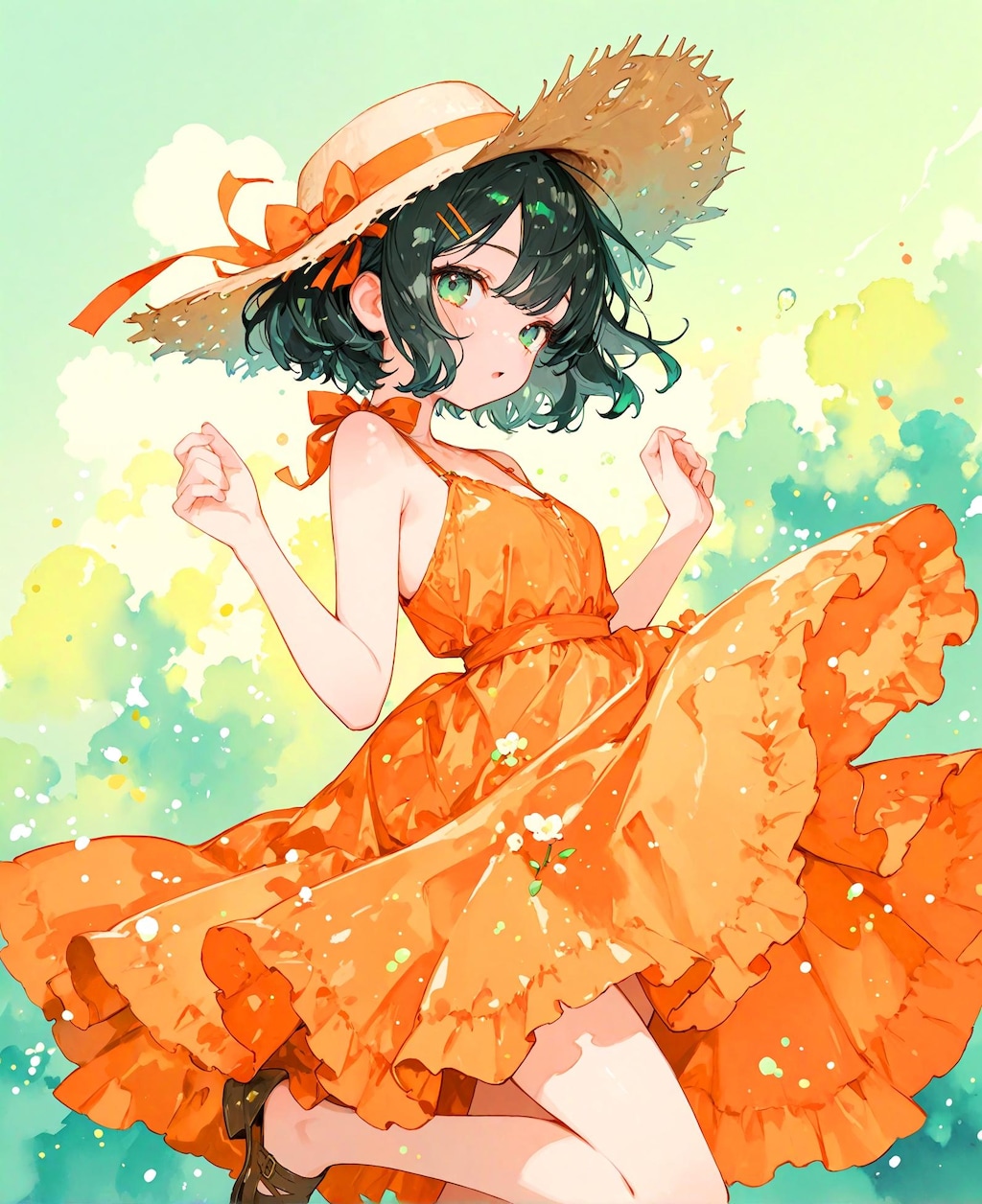 オレンジドレスの少女