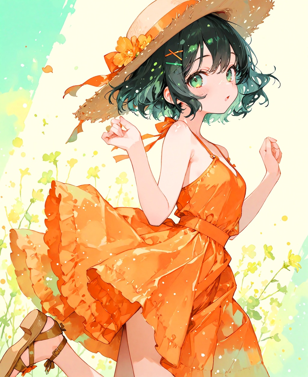 オレンジドレスの少女