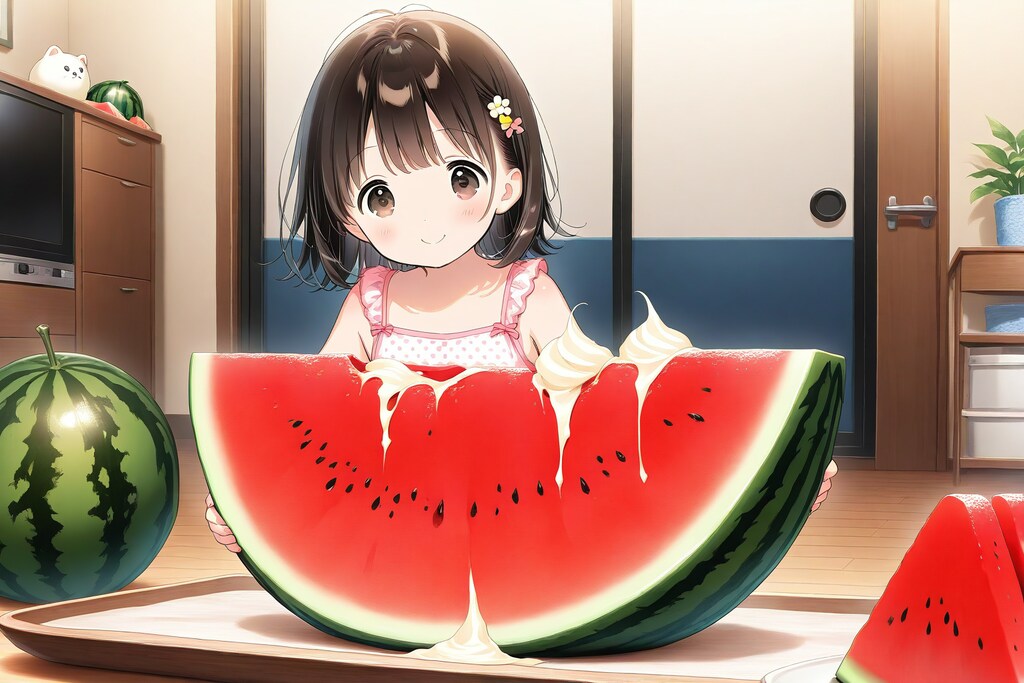 娘の初手料理『スイカケーキですよぉ～たぁ～んとめしあがれ』