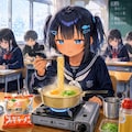 インスタント麺を食べるこなつちゃん 2枚目
