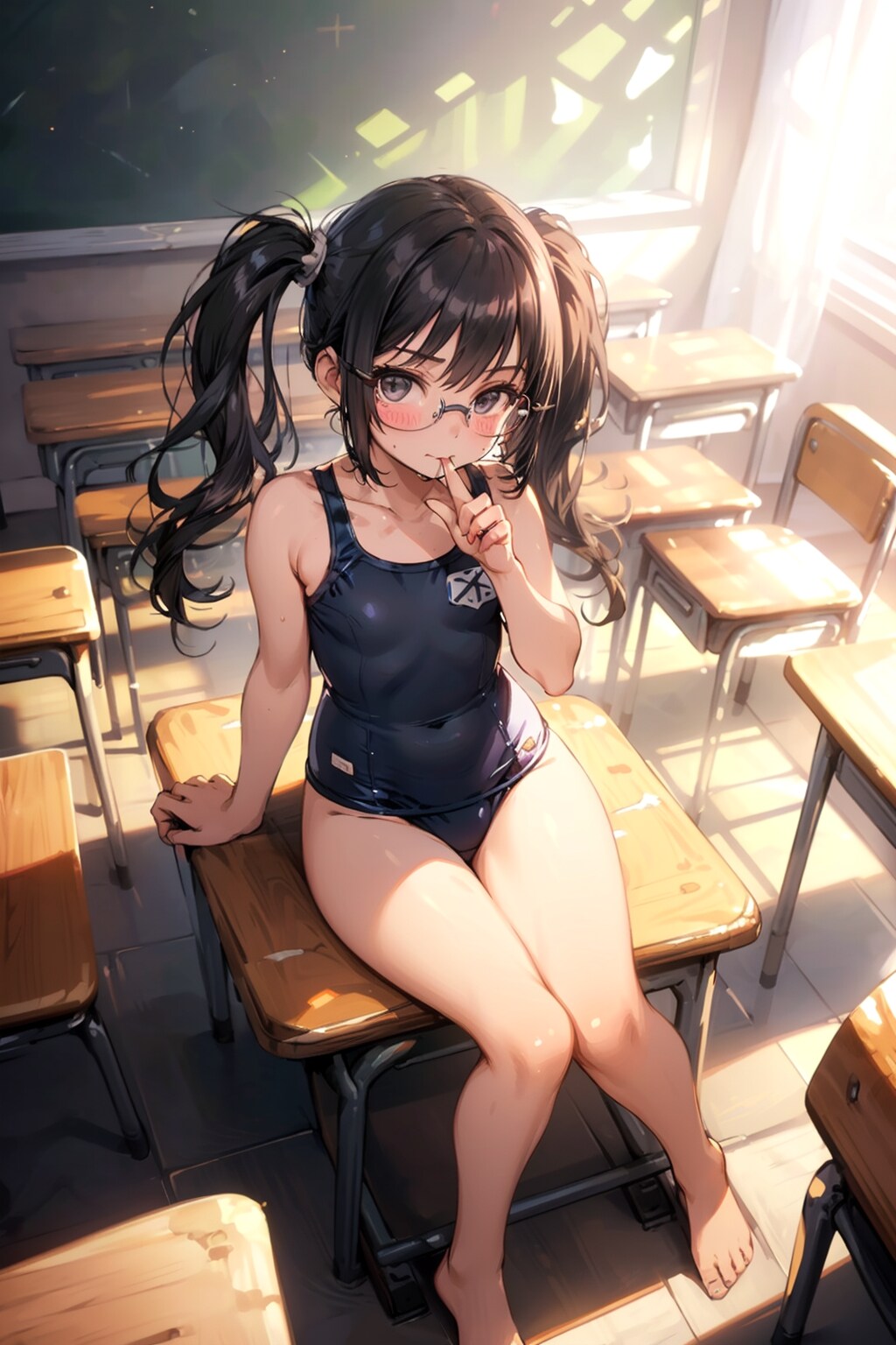 スク水の眼鏡っ娘