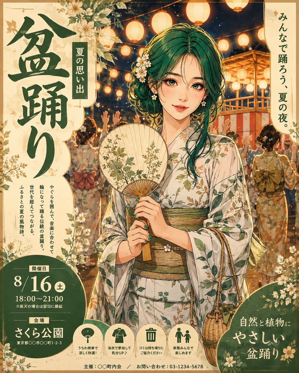[企画]盆踊りポスター（緑ちゃん）