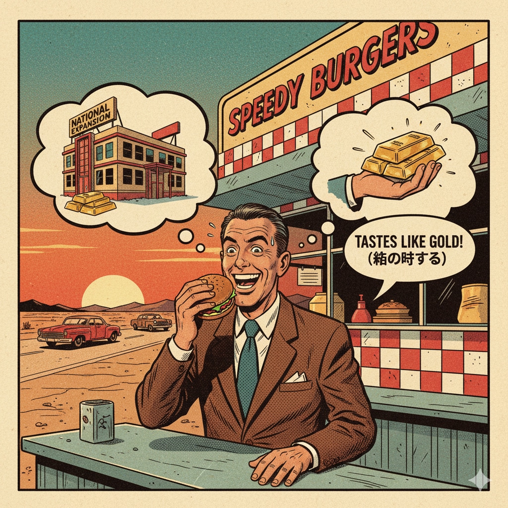 The taste of a hamburger is the taste of gold...