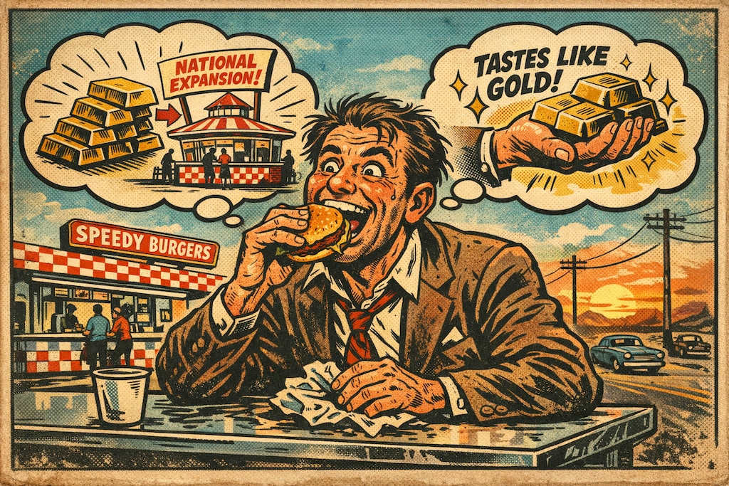 The taste of a hamburger is the taste of gold...