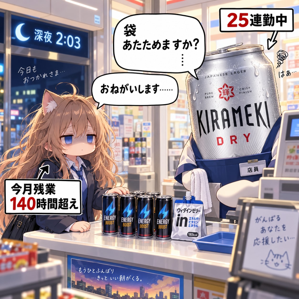 社畜な女の子とビール缶 | の人気AIイラスト・グラビア