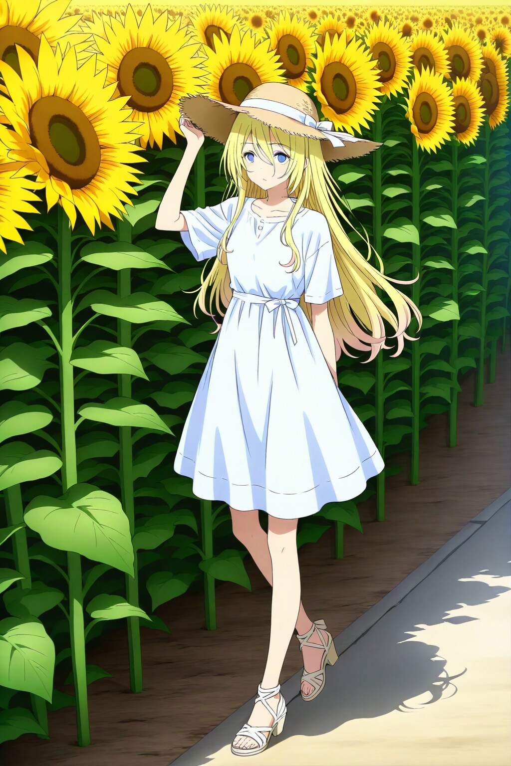 ひまわり畑を散歩 | の人気AIイラスト・グラビア
