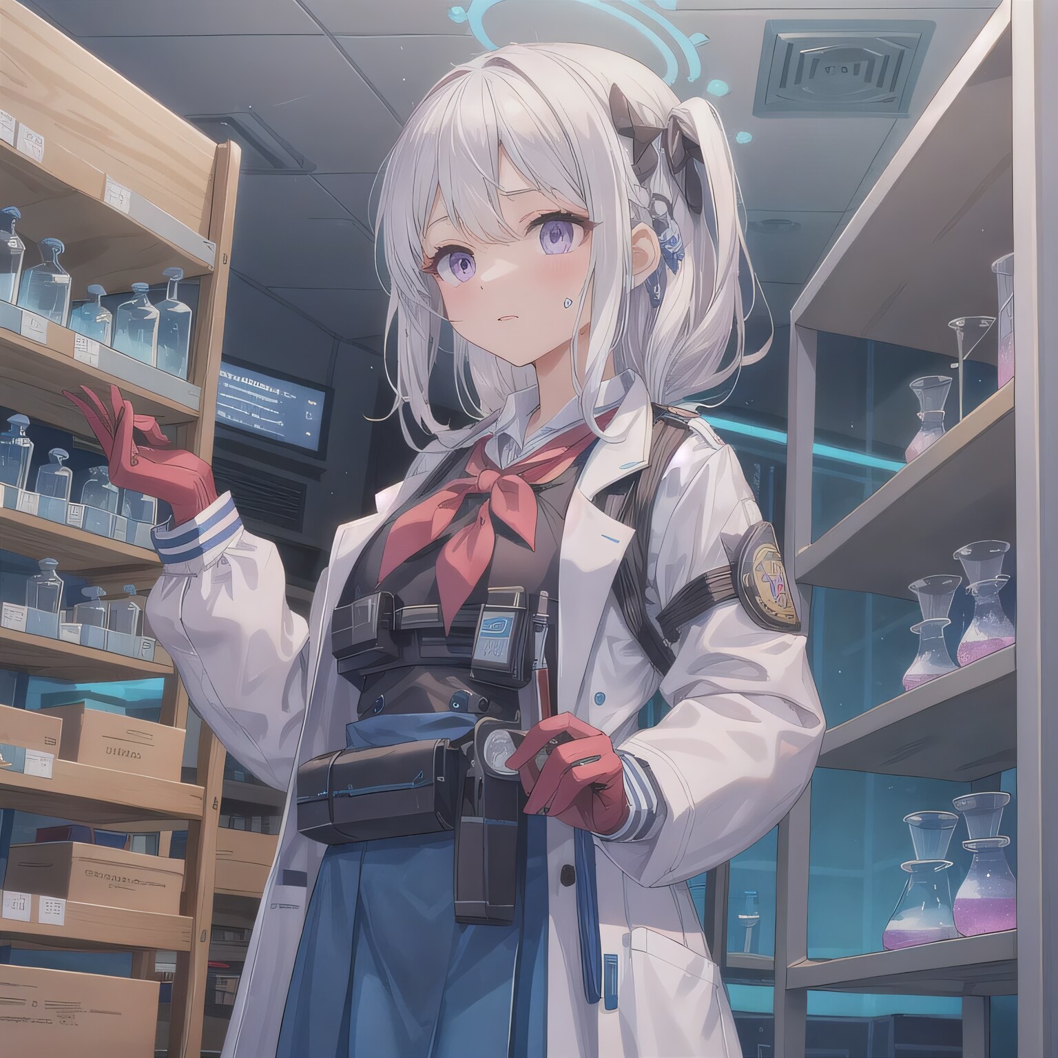 白髪ロングで白衣の少女１３ | の人気AIイラスト・グラビア