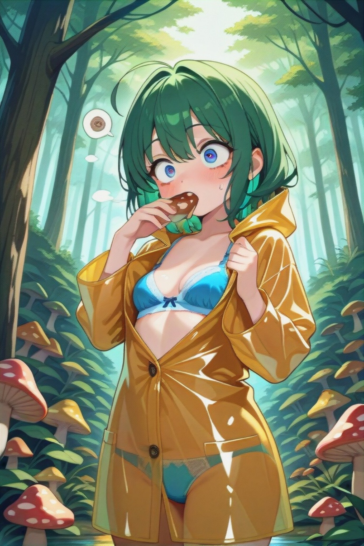 キノコを食べる緑髪ちゃん