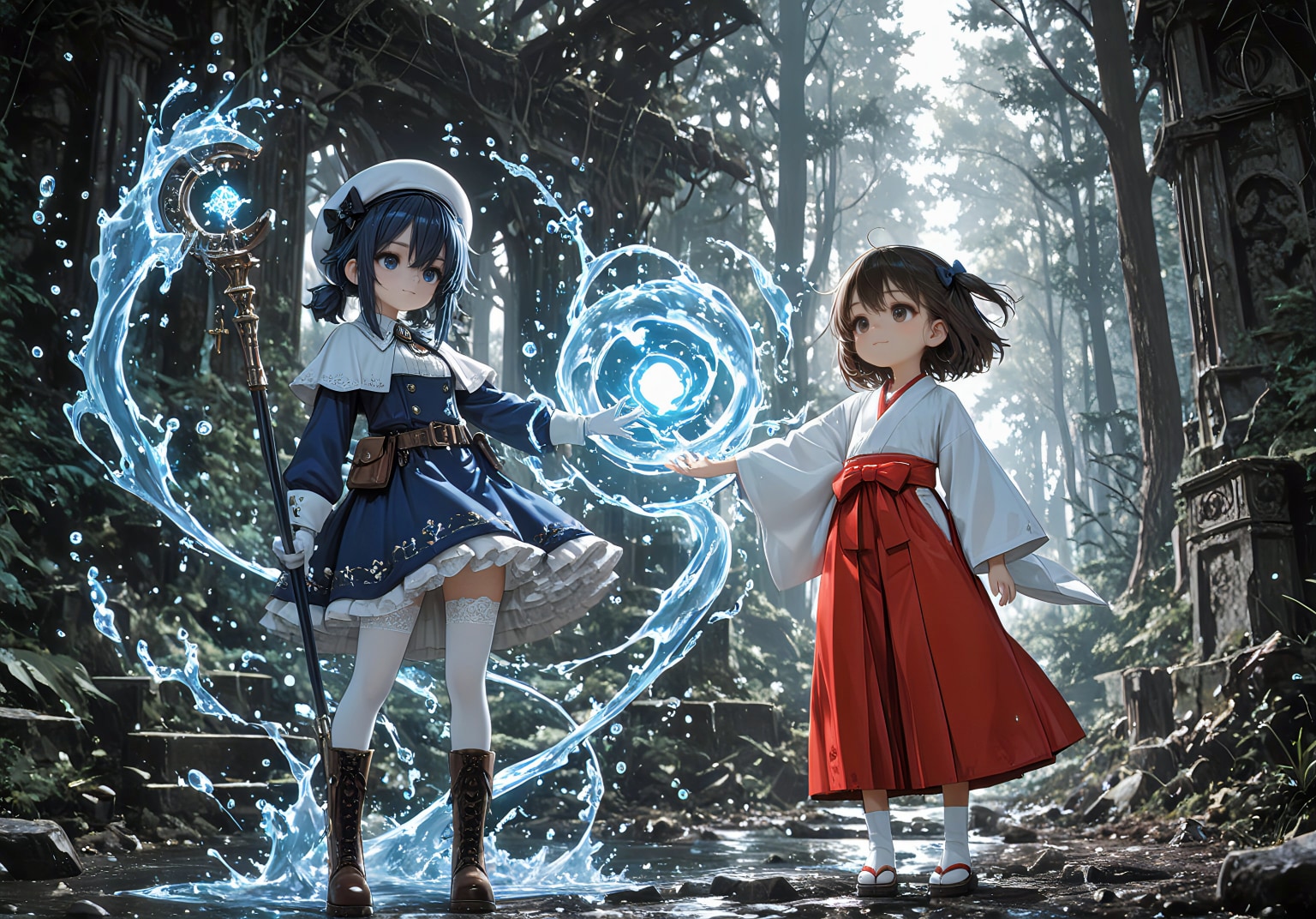 水の師匠と巫女の弟子