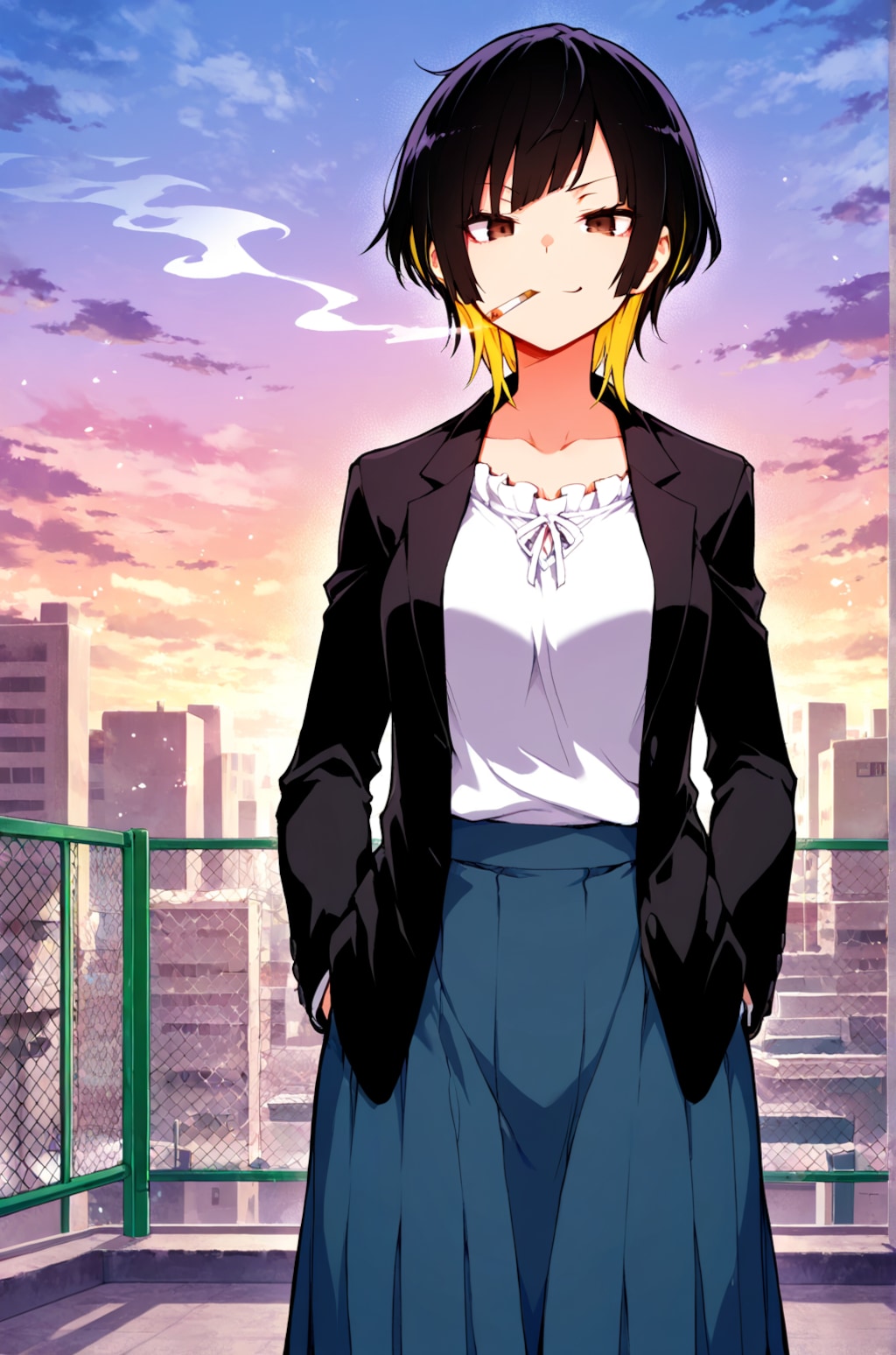 澄んだ夕暮れの一服 -A smoke at sunset-