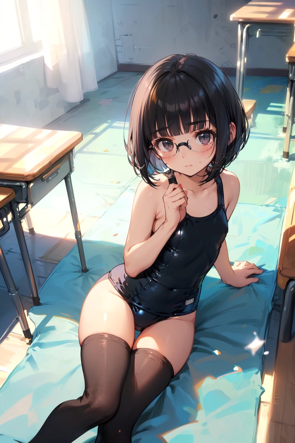 スク水タイツの眼鏡っ娘