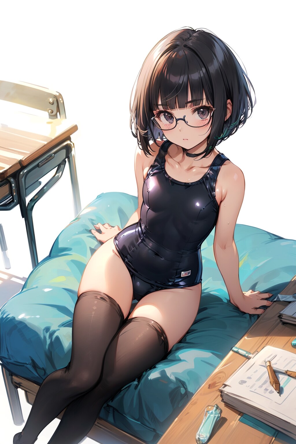 スク水タイツの眼鏡っ娘