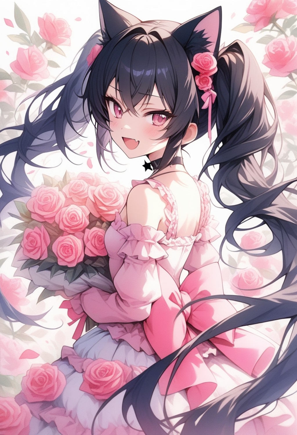 うちの子たちと花束