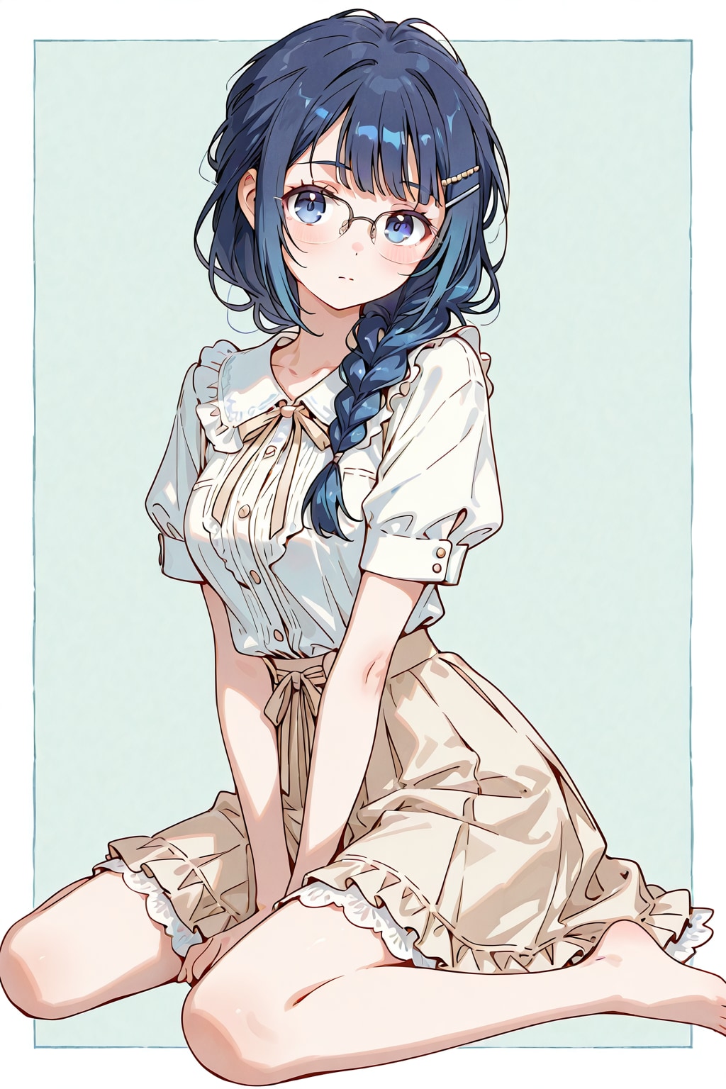 三つ編みとメガネ