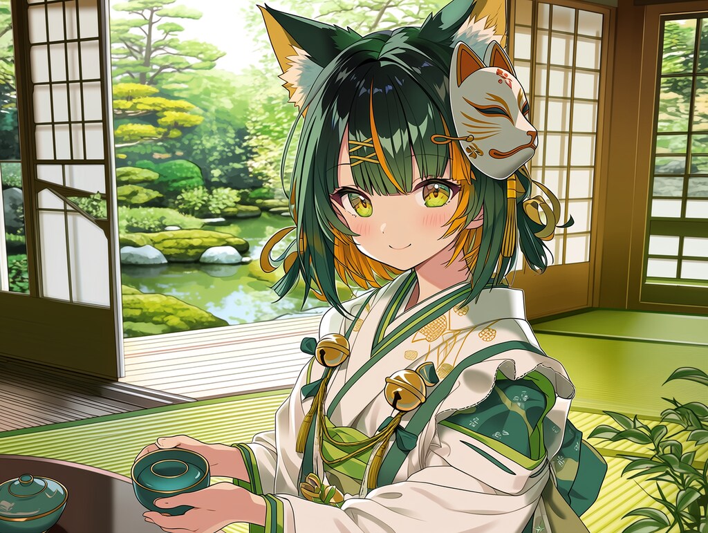 マスクドお嬢様の日常（１）翠鈴　GPTimages2.0