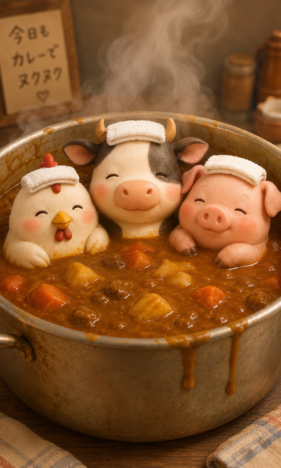 【動物】カレーに浸かる