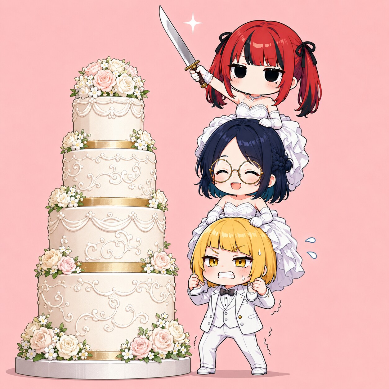 みんなでケーキ入刀