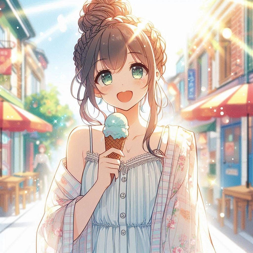 お団子ちゃんとアイスクリーム