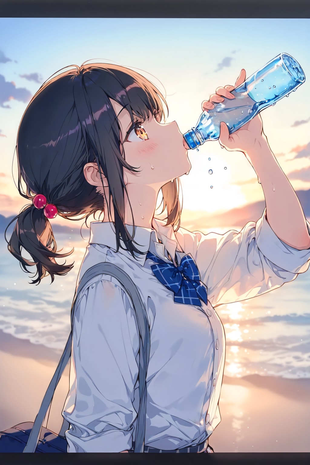 水を飲む少女