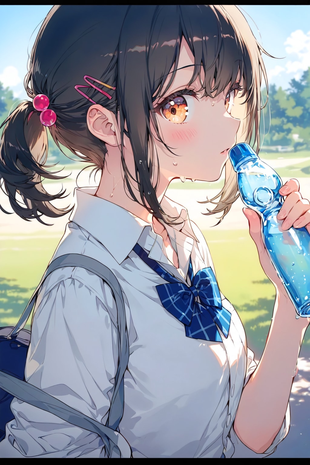 水を飲む少女