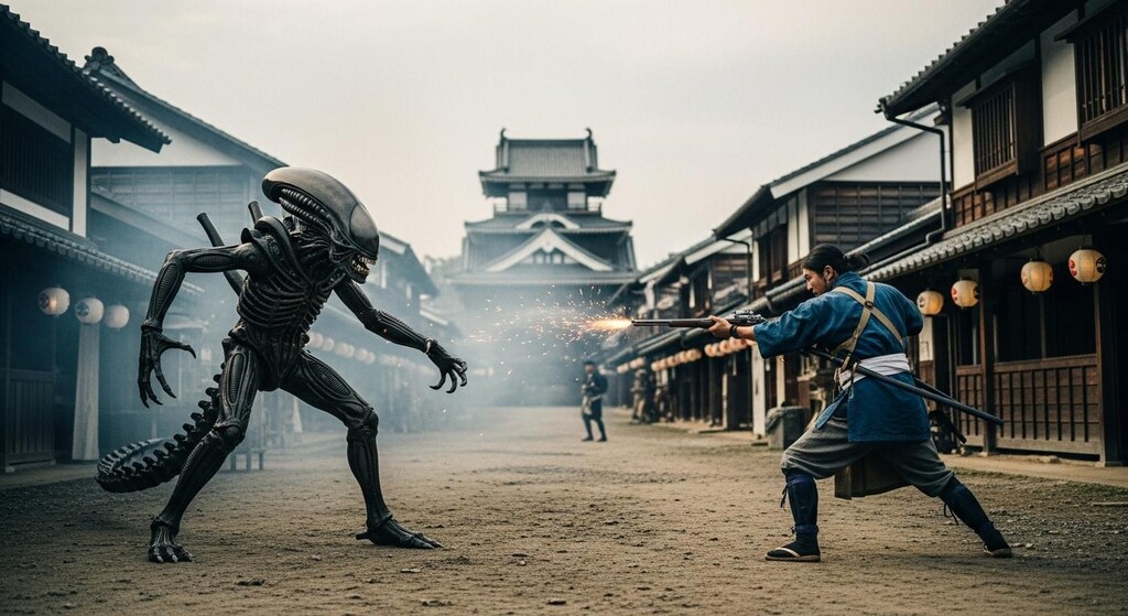 侍 vs エイリアン