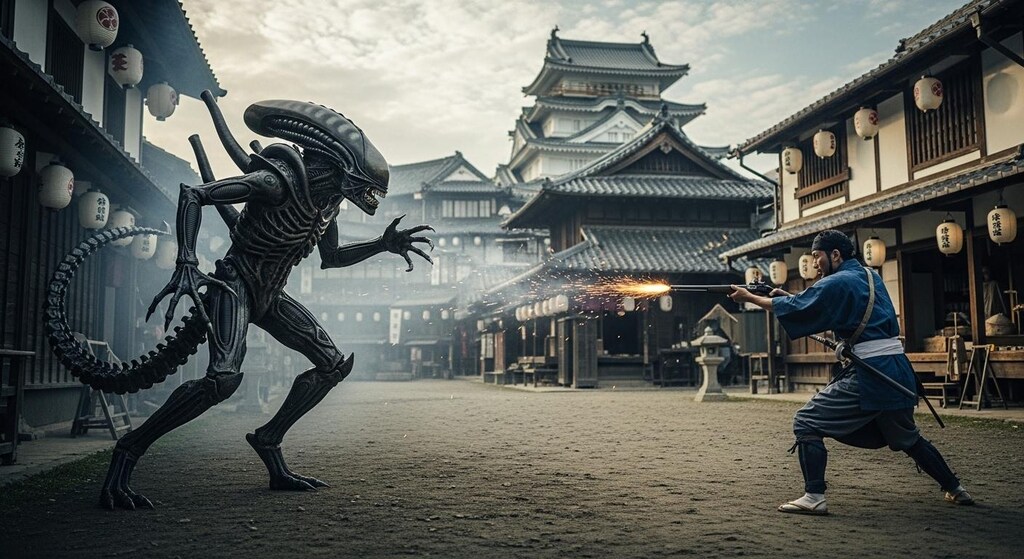 侍 vs エイリアン