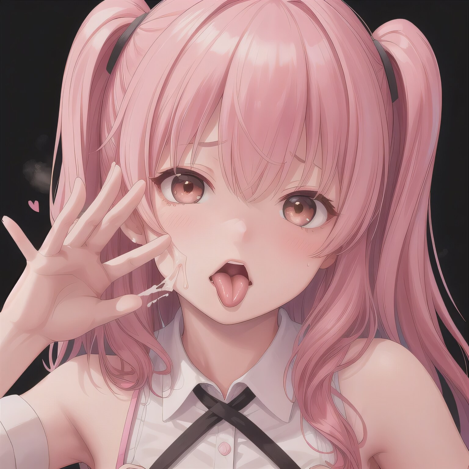 ピンク髪ロングの舌出し少女５