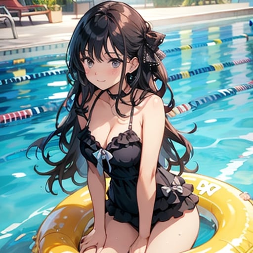プールで微笑む少女
