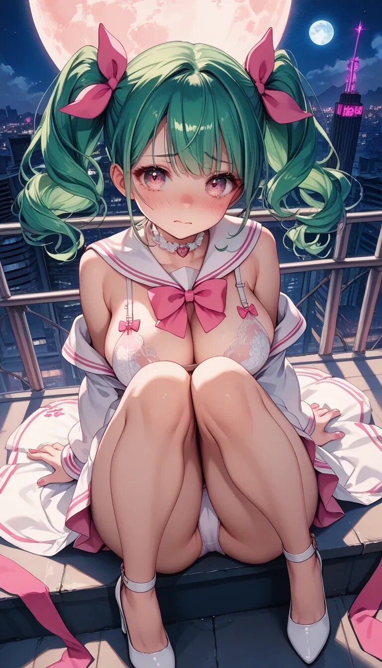 満月を背景にブラ見せ♡Lunaちゃん