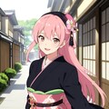 ピンク髪の着物少女 3枚目