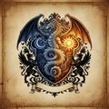 竜と月と太陽と光と闇をイメージした西洋国章 5枚目