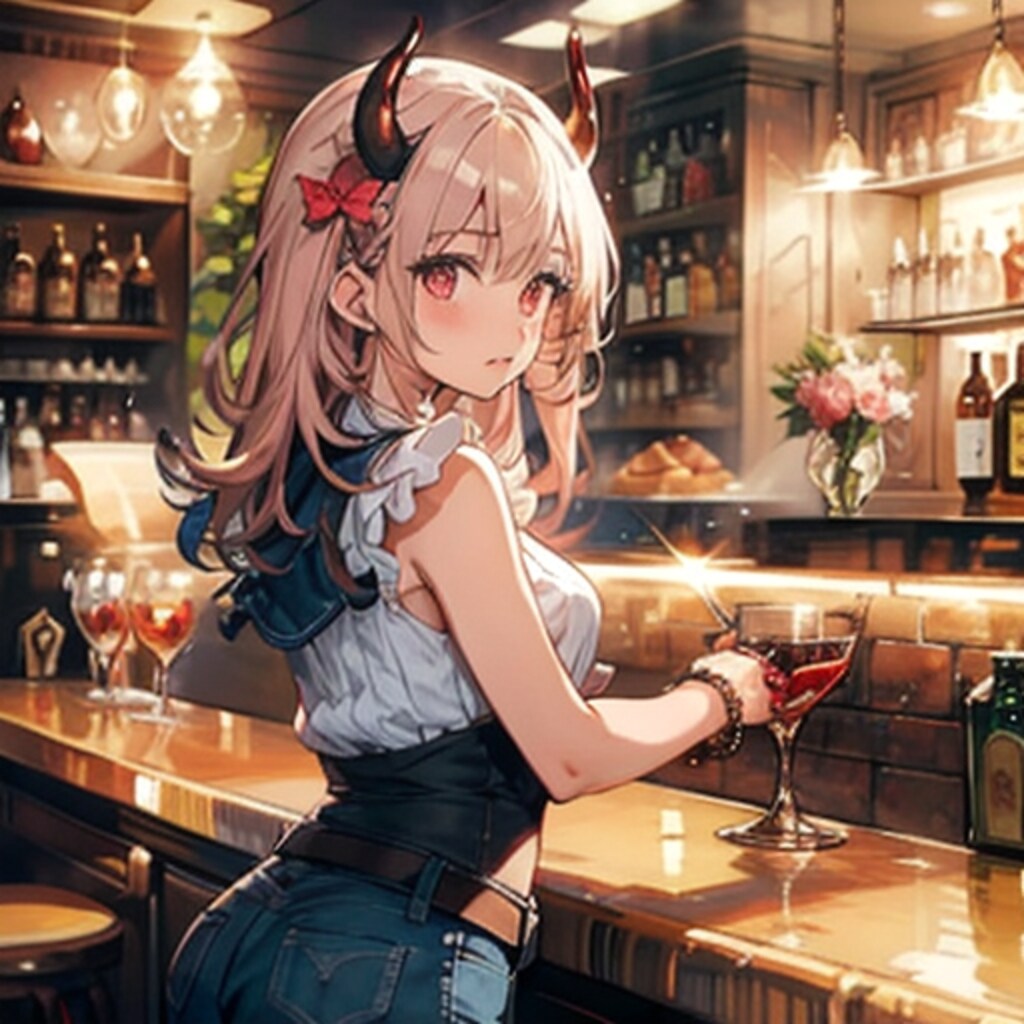 バーカウンターの悪魔っ子250715