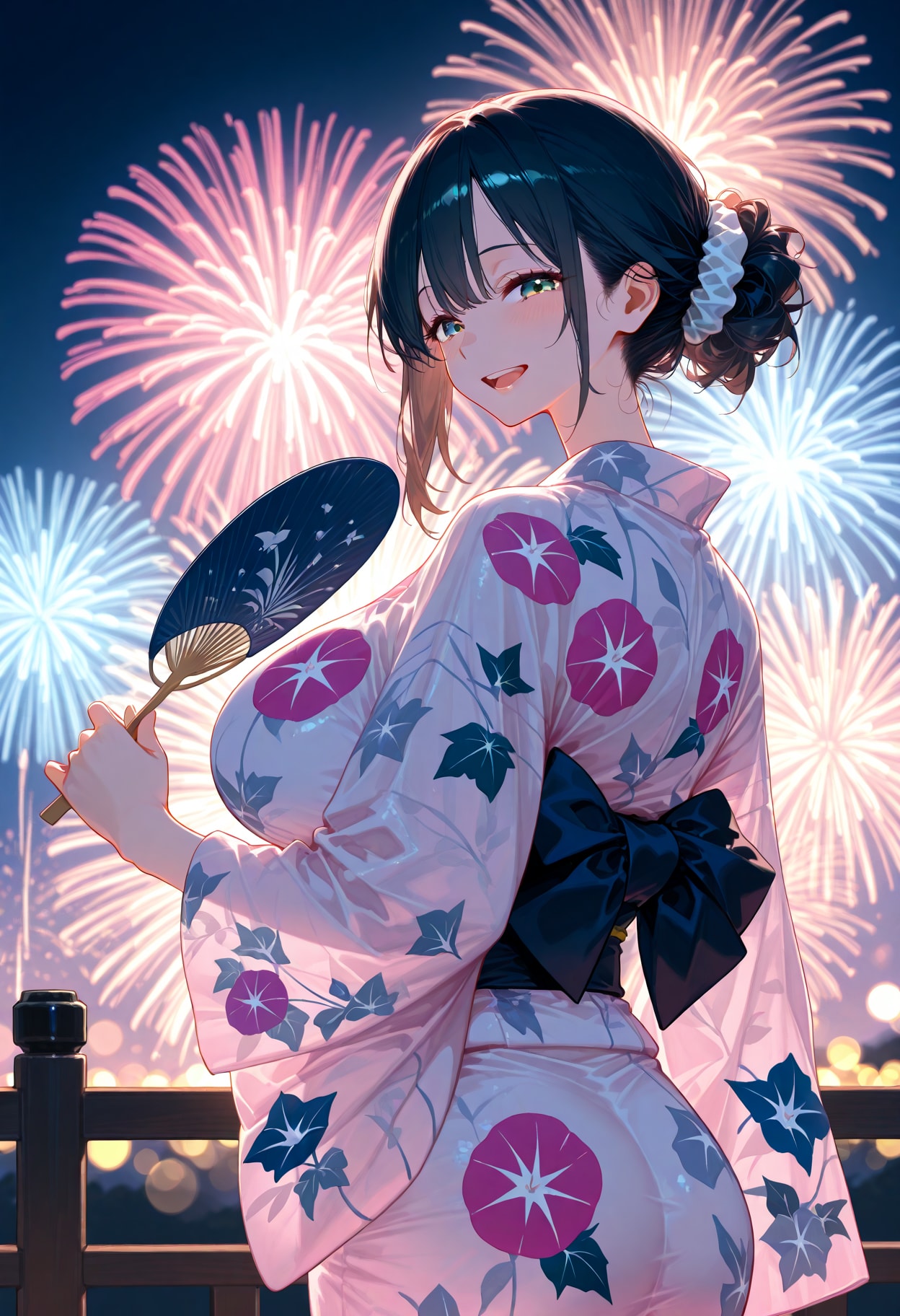 花火と浴衣女子