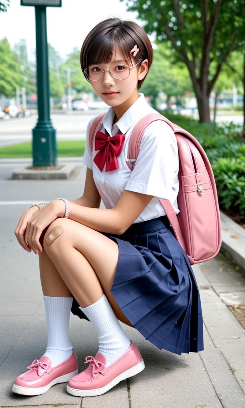 八九寺コスの丸メガネ少女