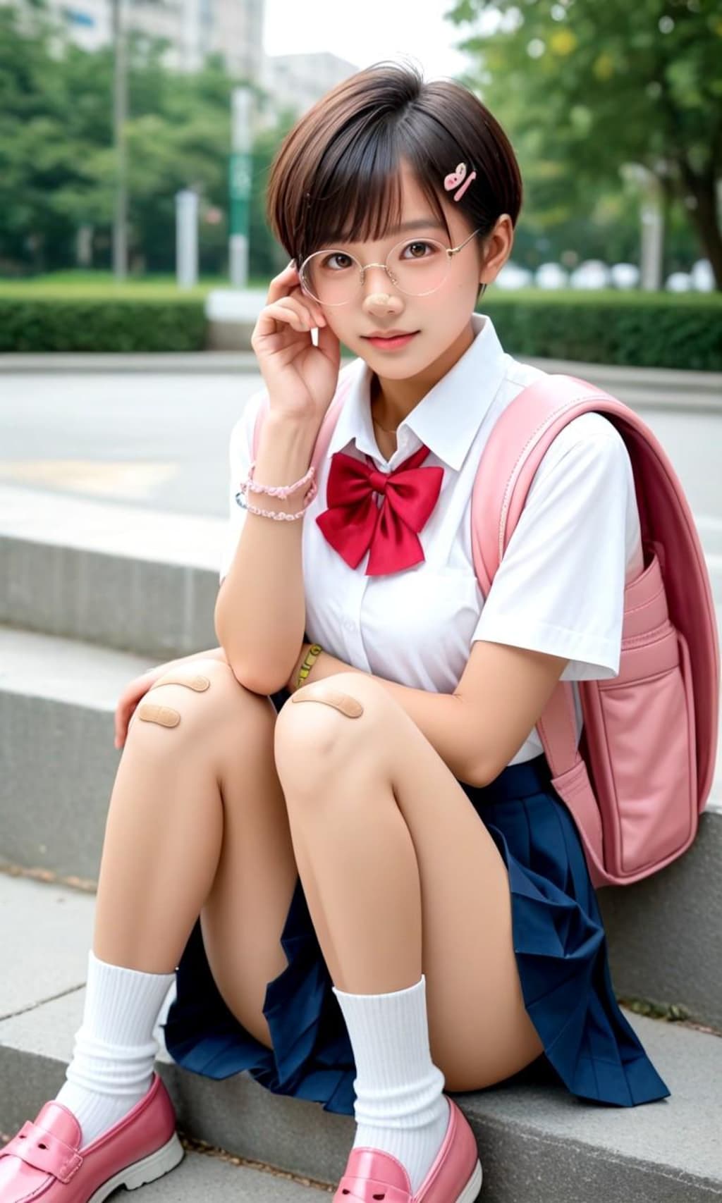 八九寺コスの丸メガネ少女