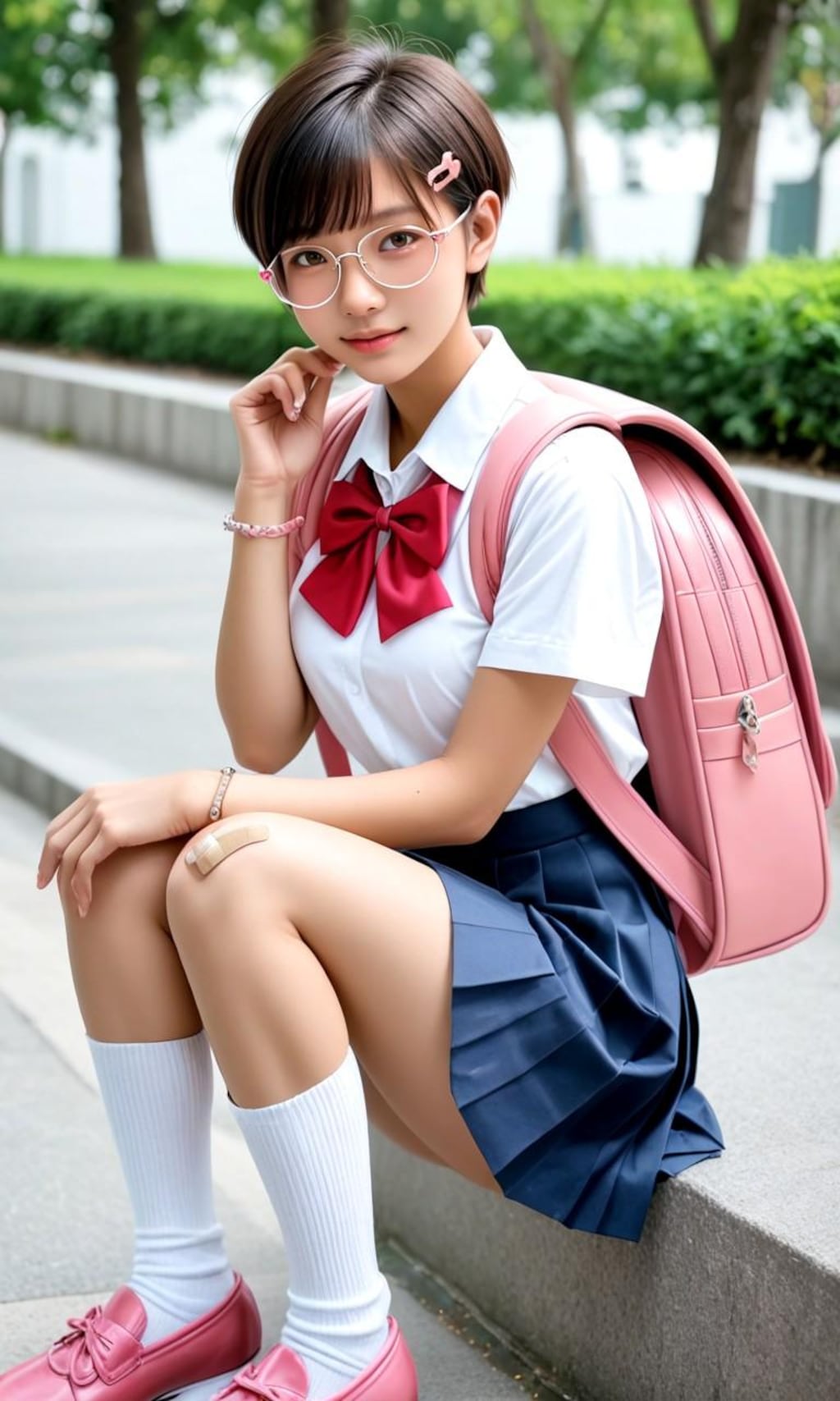八九寺コスの丸メガネ少女