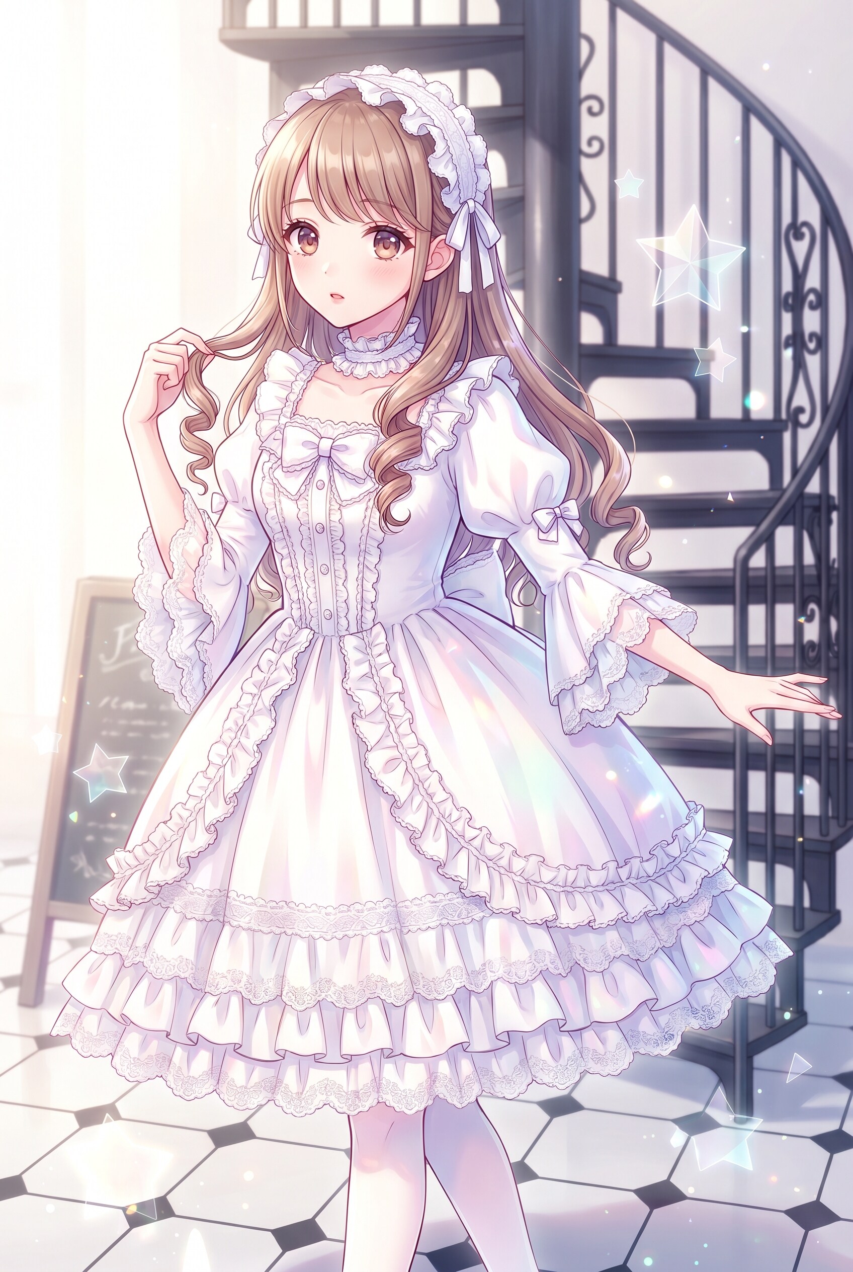 螺旋階に佇む白華 | の人気AIイラスト・グラビア