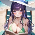 別モア︎‪💕のおかっぱヘアで読書📖(ビーチ🏖) 3枚目