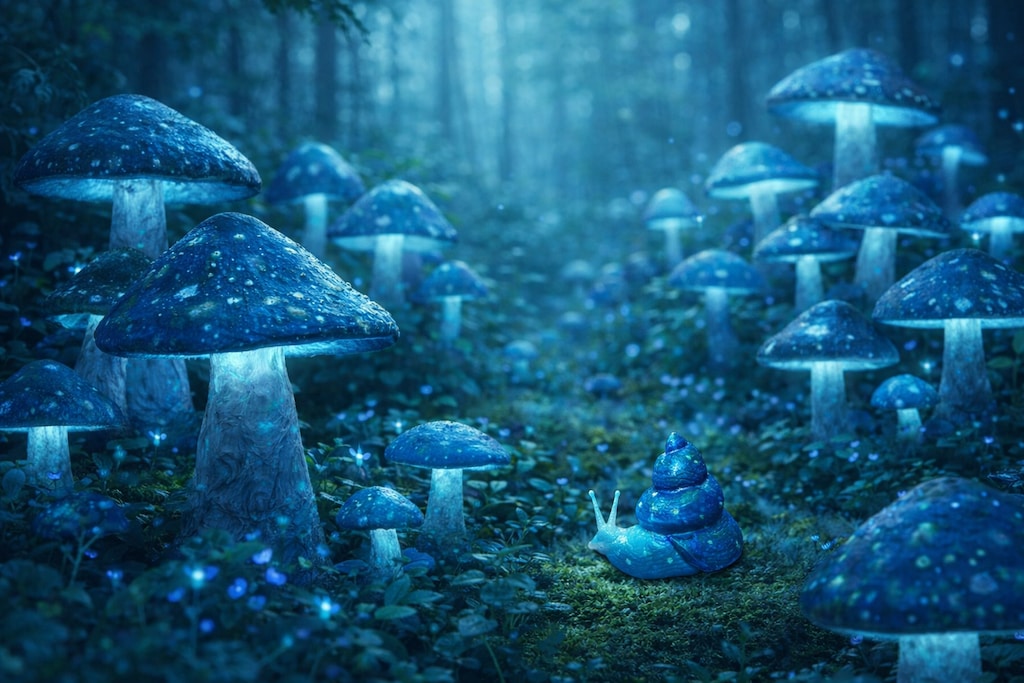 キノコとカタツムリの青い森