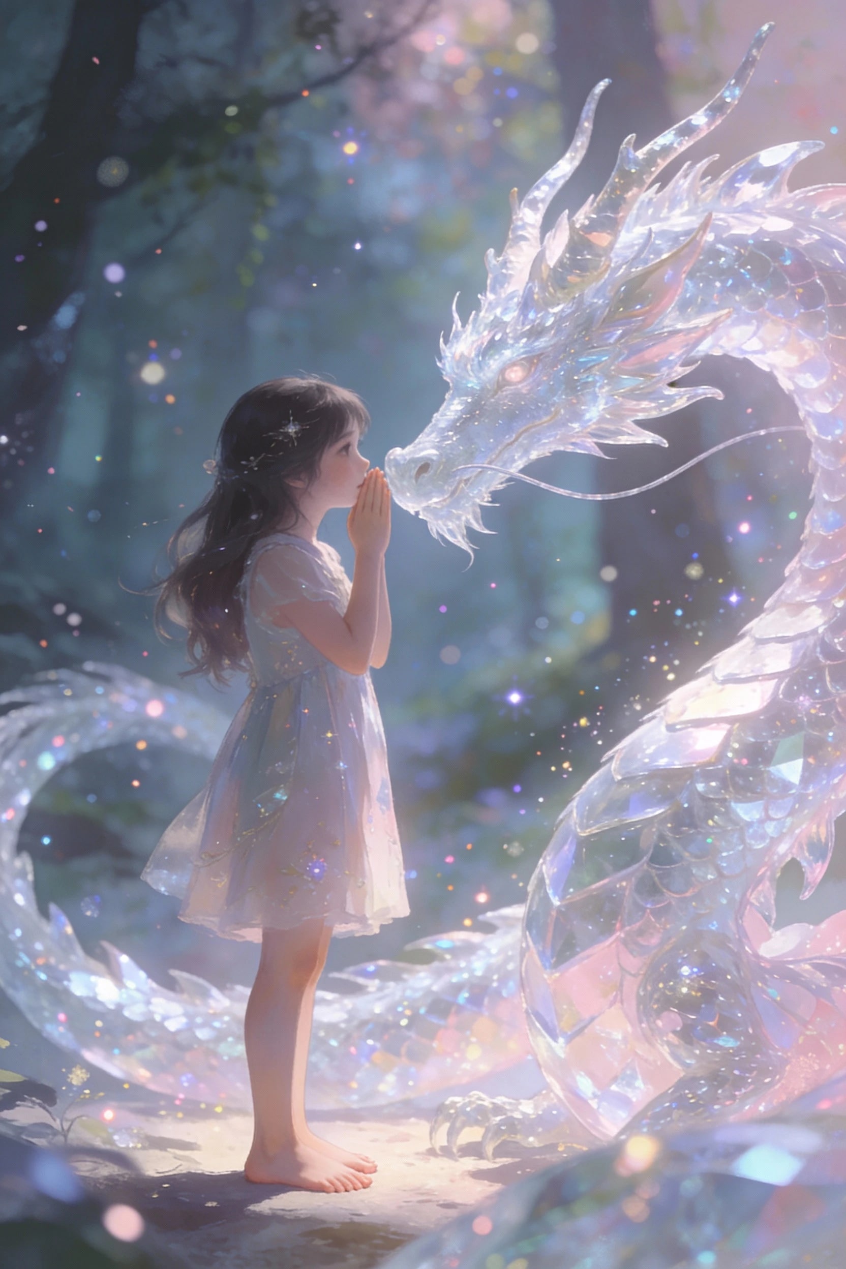 クリスタルドラゴンと少女 | の人気AIイラスト・グラビア