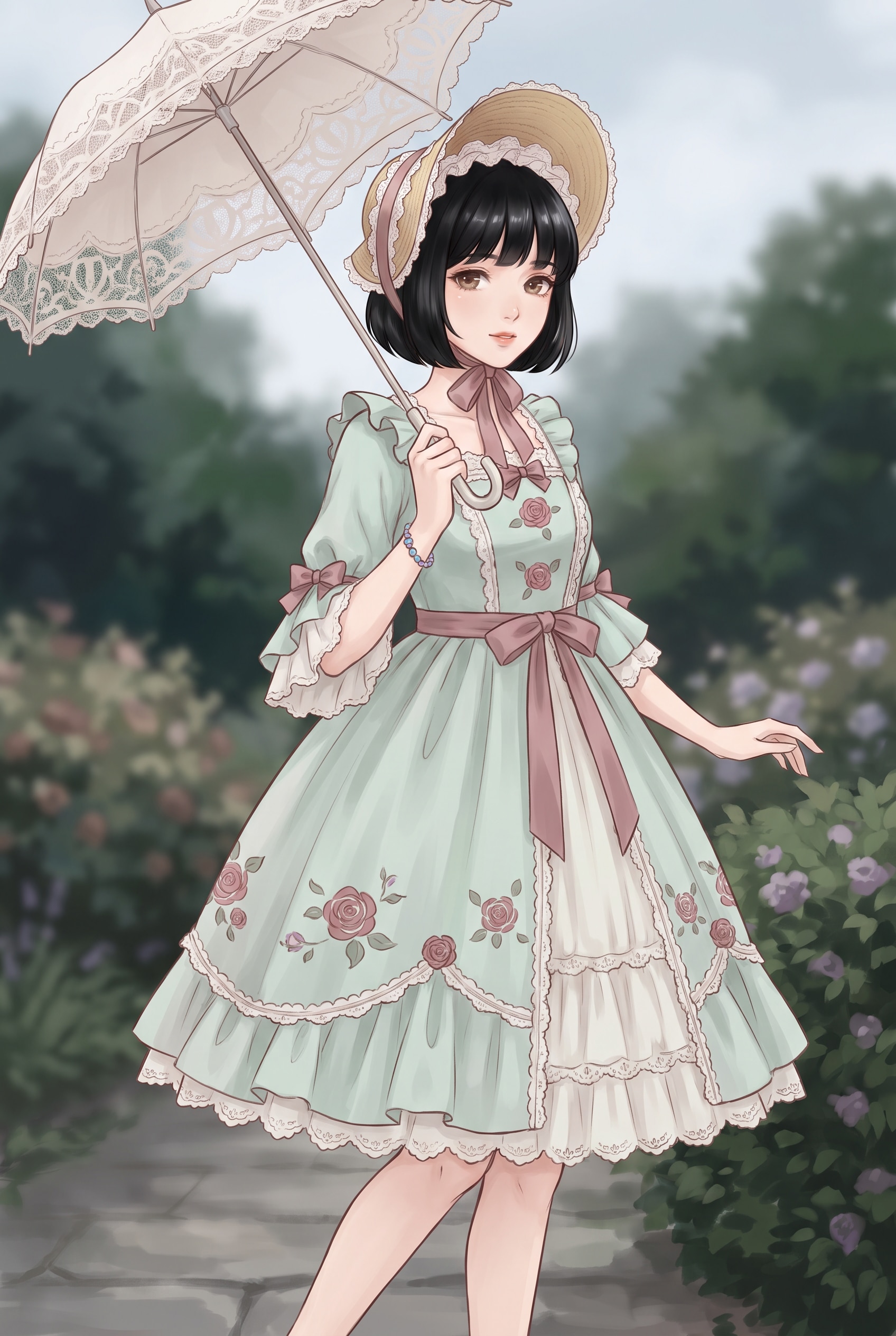 陽傘と薔薇の午後