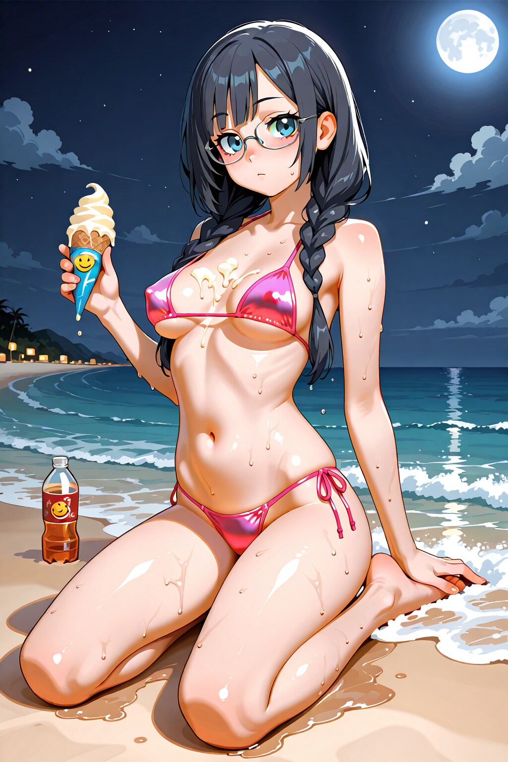水着の菜々さんと夜の海(LILY版)