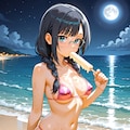 水着の菜々さんと夜の海(LILY版) 4枚目