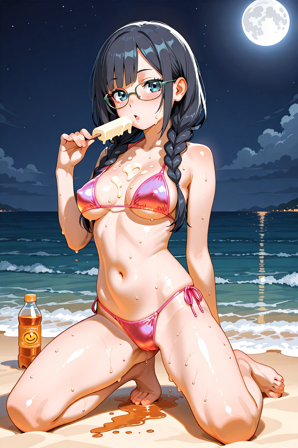 水着の菜々さんと夜の海(LILY版)