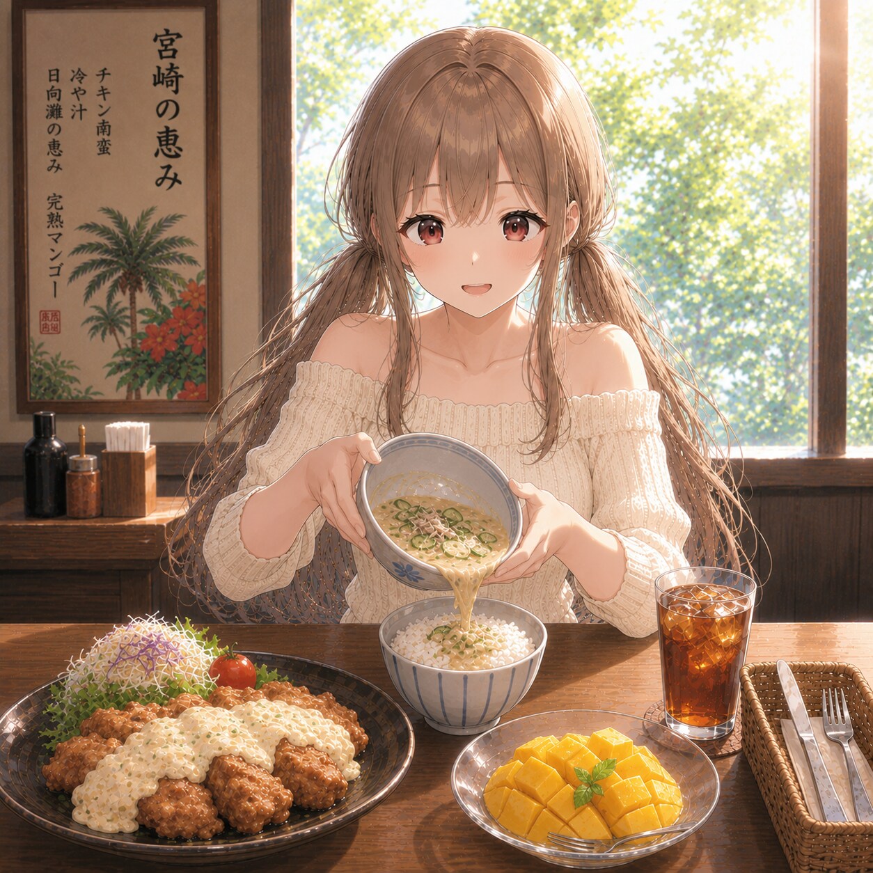 梢とランチ（５５）あちあちのご飯にぶっかけるのがうめっちゃが！！ | の人気AIイラスト・グラビア