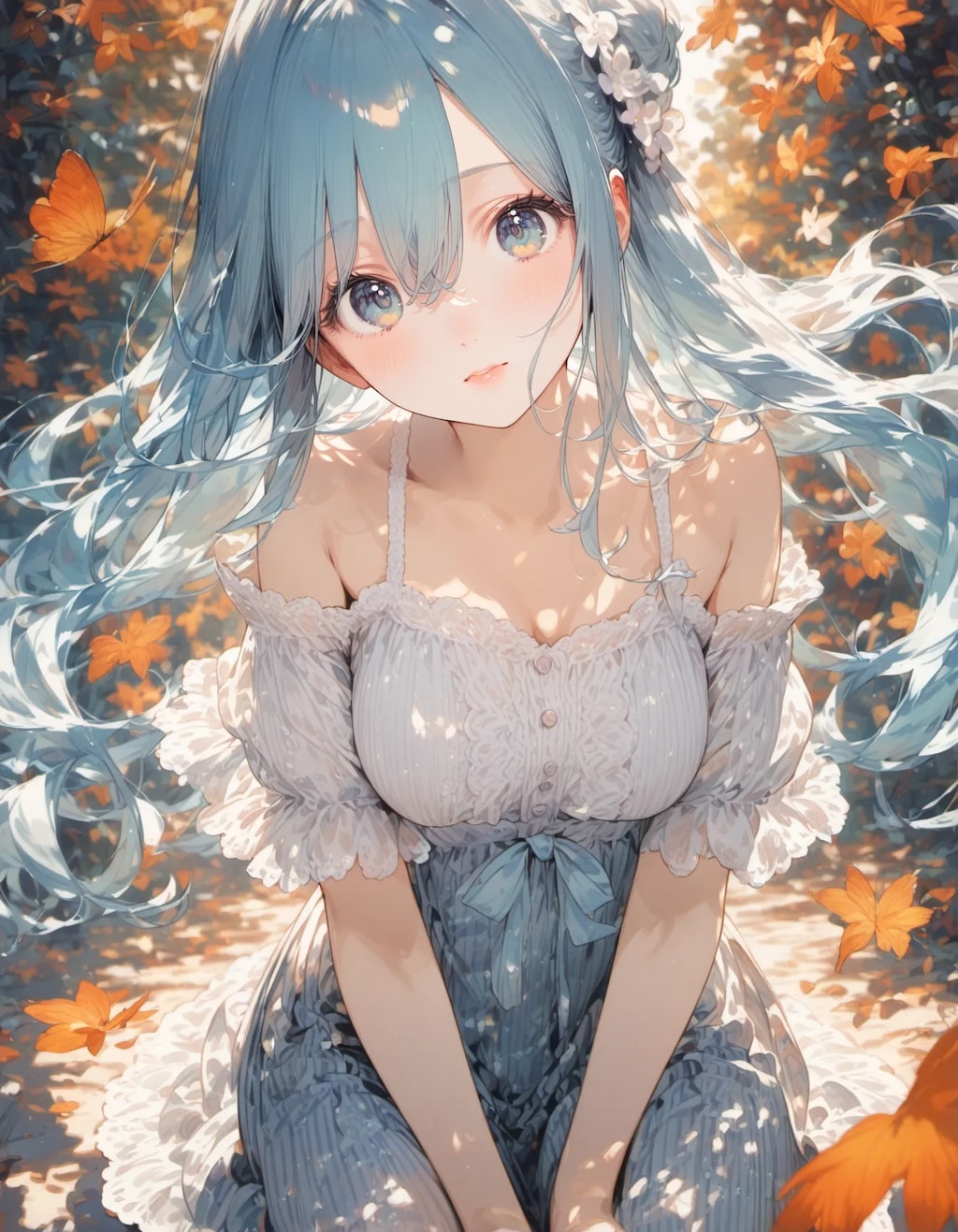 Blue Haired Nymph in the Sunlit Grove