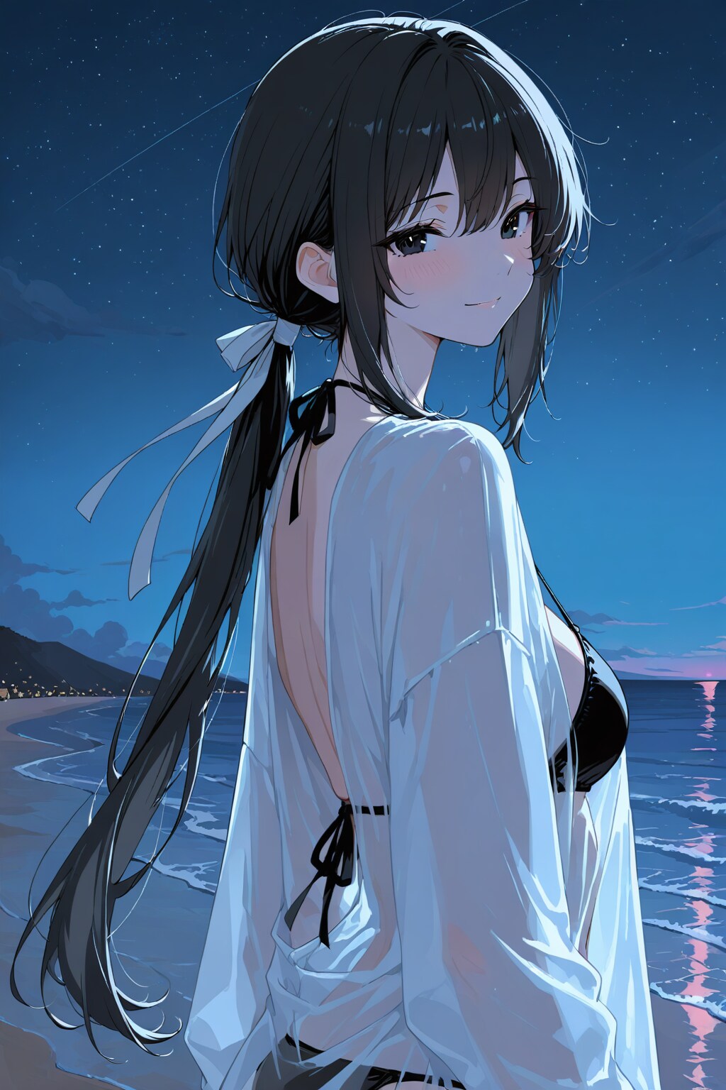 星空のビーチサイド