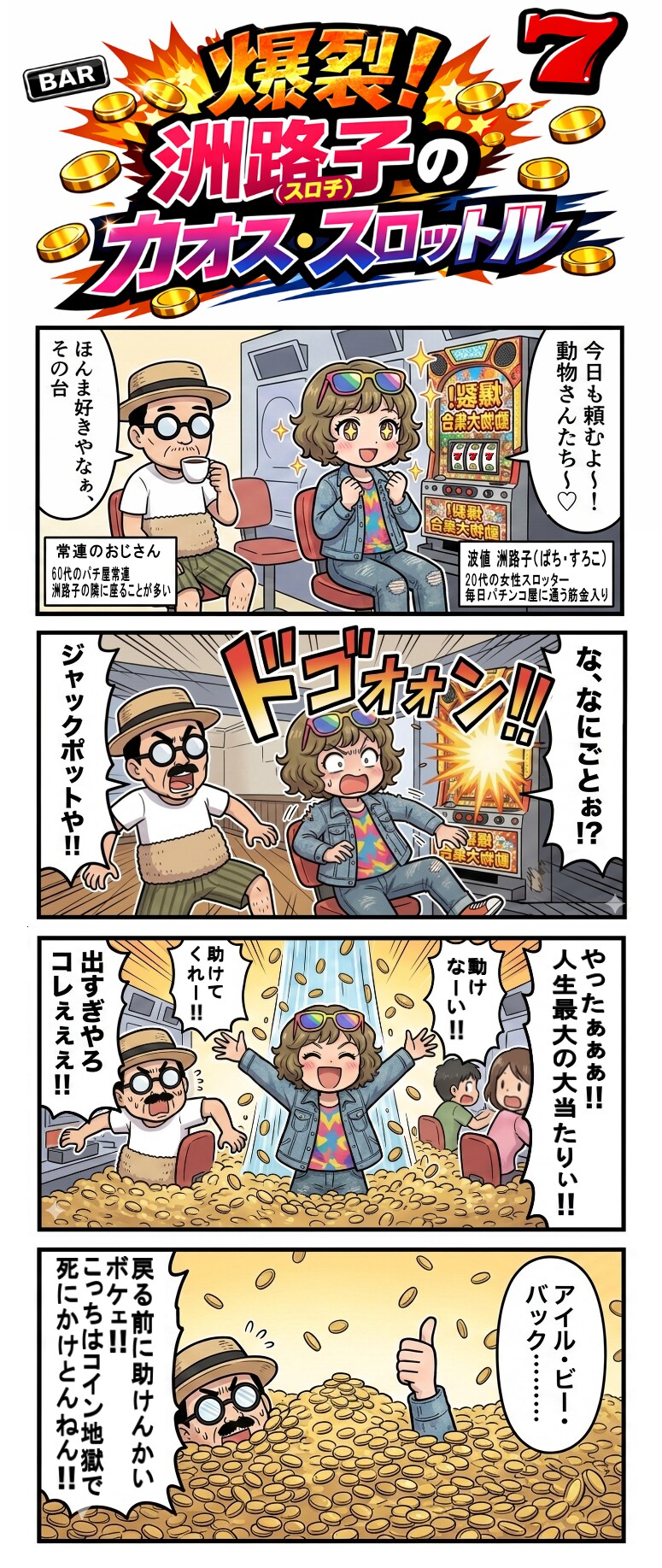 爆裂！洲路子のカオス・スロットル（四コマ漫画【たた８】２９の１）