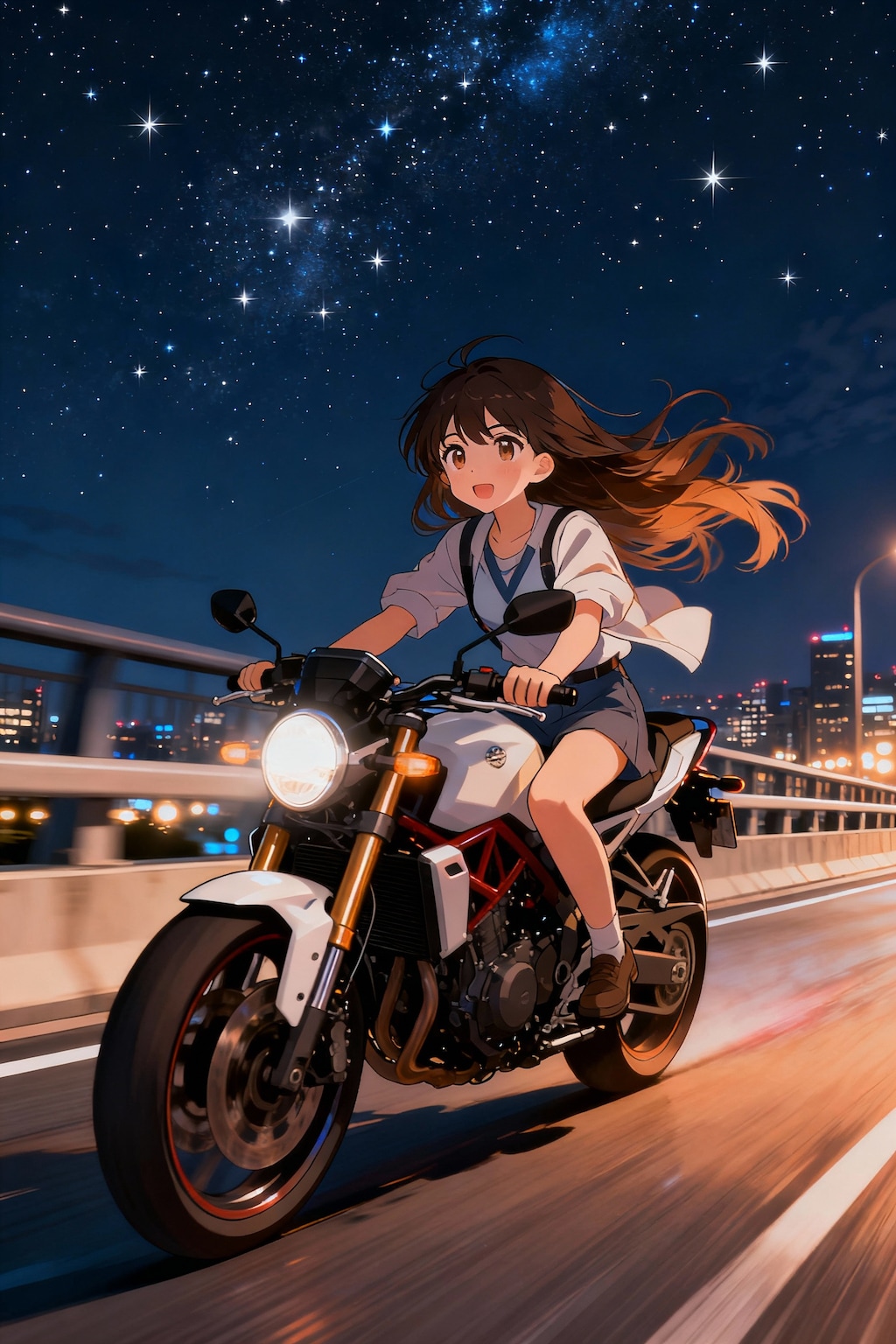 夜を駆けるバイク好き彼女